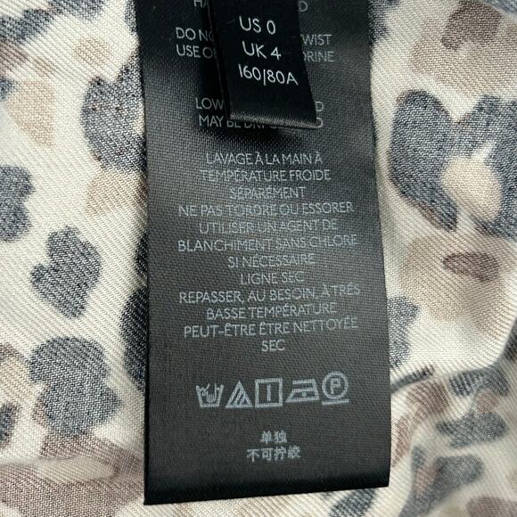 Anthropologie Maeve Katia Ruffled Collar Button Down Shirt Black Brown Sz 0 - Picture 8 of 11